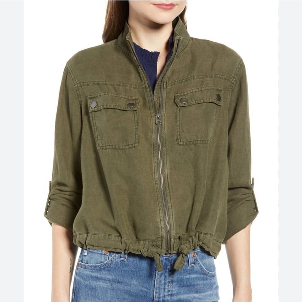 NWOT - Treasure & Bond -‎ Olive Linen Blend Utility Jacket